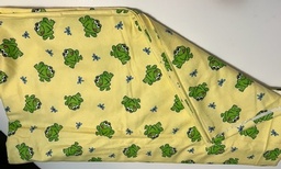 Bright green frogs play on yellow soft brushed flannel - 3 yds