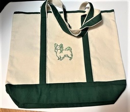 Ex :Large Canvas Tote with Green trim