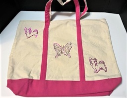 Extra Large Pink Tote with Diamond Dots Papillons