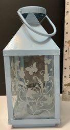 Blue Tin and glass Candle Lantern #2