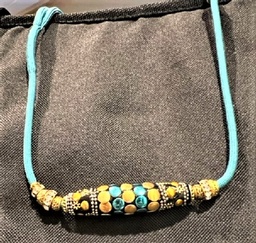 Baby blue show lead with large bling bead 36