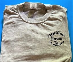 Grey heather T-shirt with Papillon Heaven Rescue logo