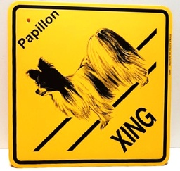 Papillon Xing sign with B & W papillon 