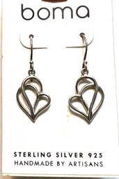 Sterling silver 925 twined heart earrings