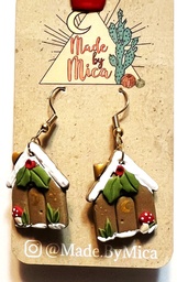 Christmas house earrings for pierced ears handmade