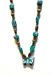 Sculpted butterfly necklace and beads