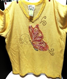 NEW - yellow Spring sweater with butterfly  1X