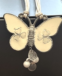  Large butterfly necklace with beads and knotted silk cord