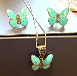 Turquoise butterfly necklace and matching earrings