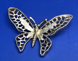 Brass tone butterfly pin with open work