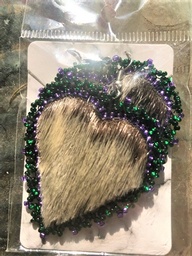Unique authentic  Inuit Eskimo Seal Fur Earrings in heart shape with bead work